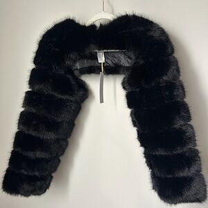Viral HOH160 black faux mink fur bolero shrug
